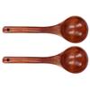 2Pcs Wooden Spoon Wood Scoop Ladle   Handle Set Kit for Porridge Coffee Dessert