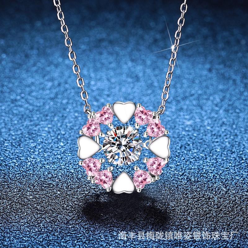 Moissanite Heart Necklace Love Pendant Chain Women Valentine Gift