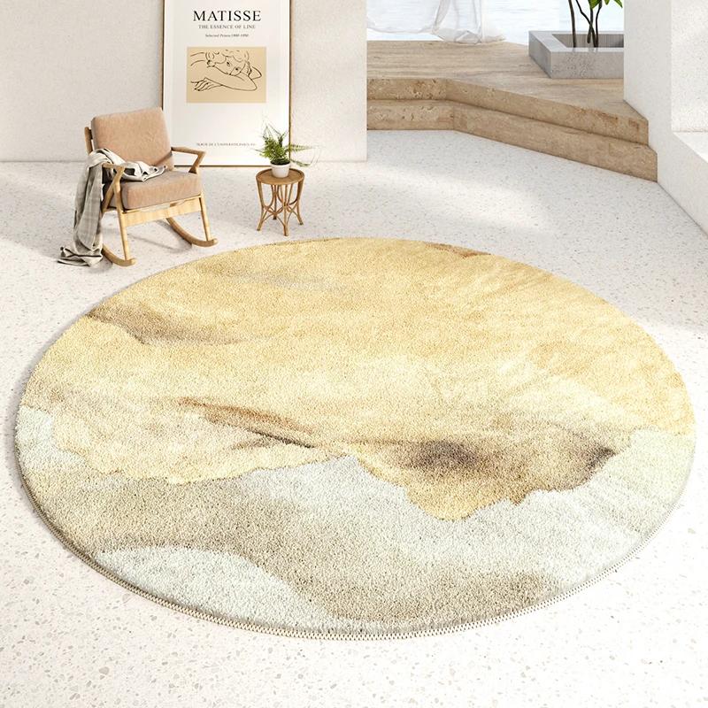 Nordic Abstraction Round Plush Rugs for Bedroom Decor Carpet for Living Room Soft Area Rug Home Thicken Carpet Fluffy Floor Mats