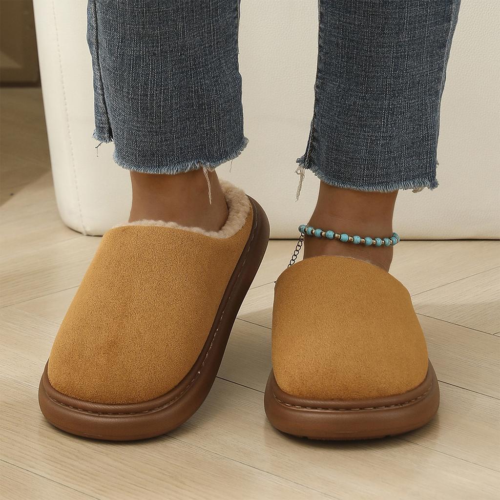 Indoor - Cotton Slippers with Back - Warm House Slippers for Fall and Winter