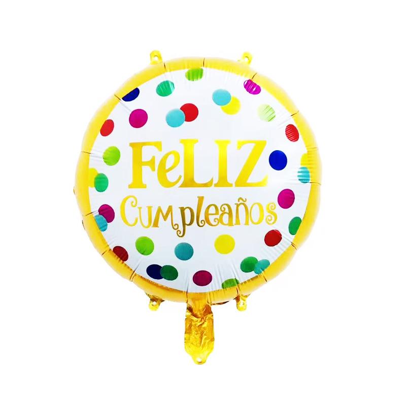 18 Inch Spanish Happy Birthday Round Aluminum Film Balloon Spanish Birthday Party Decoration Balloon