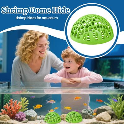 2pcs Shrimp Dome Hide Betta Hiding Place for Fish Tank Shrimp Resting Hide Breeding Shelter Tank Ornament for Guppy Small Fish