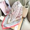 Korean design chain printing high-end silk scarf summer thin imitation silk square scarf versatile neck scarf headscarf