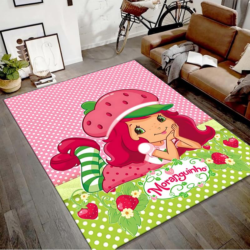 1pc Princess Strawberry (4) Design Printed Area Rug Carpet for Bedroom Living Room Home Decor Rugs Mat Non Slip Mat Rug for Bedside