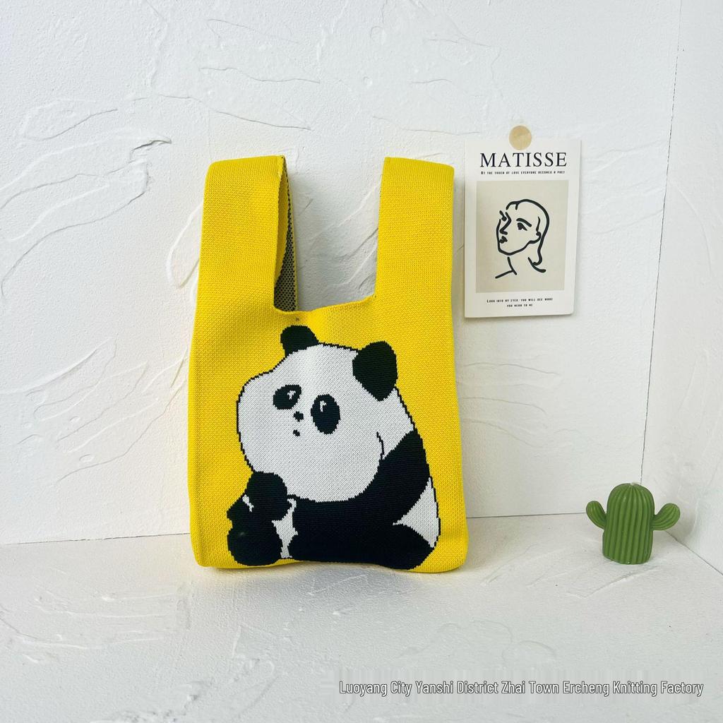 Panda Knit Women's Cross-Border Wrist Tote Handbag