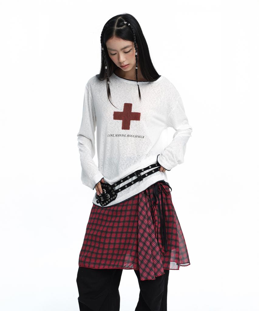 Rough Neck Asymmetrical Tie Skirt Red