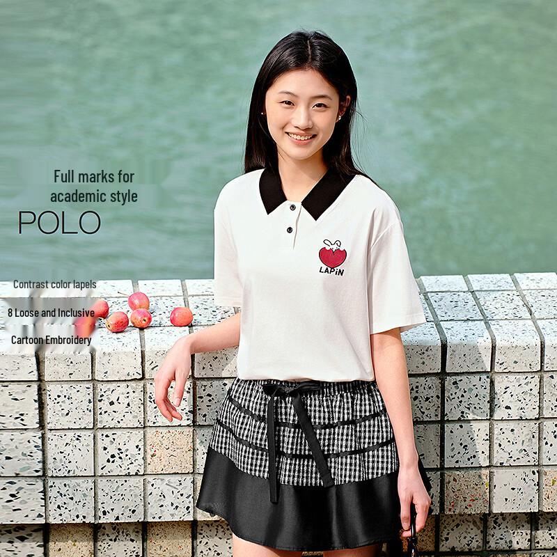 

Ledian Summer Academy Style Embroidered Loose Polo T-Shirt M/160