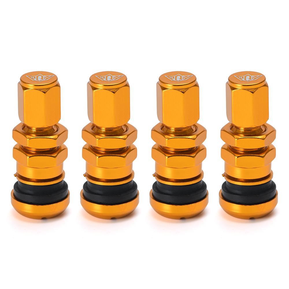 4 pièces / set Valve d'air universelle pour pneu tubeless de roue de moto et de voiture, bouchons d'air pour tige de valve de pneu, tige de valve d'air en métal aluminium VR-WR11
