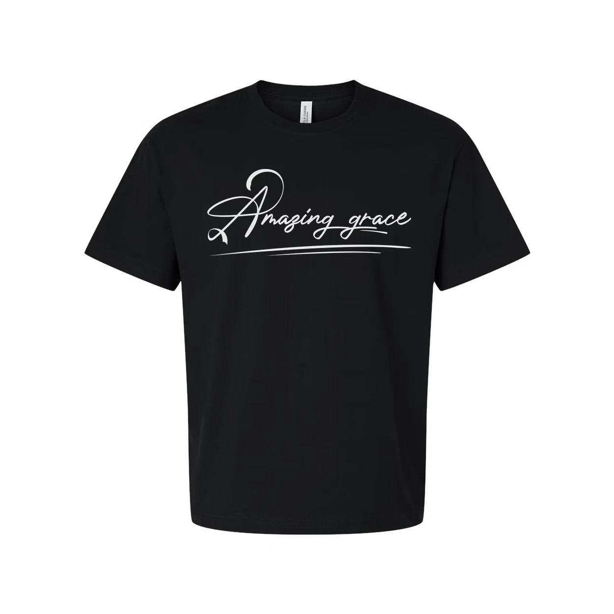 Amazing Grace Script Christian Unisex Tee Featuring Elegant Typography For Daily 4XL