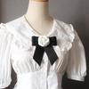 Broche Laço Preto Para Fatos Femininos E De Menina Broche Flor Para Colarinho De Camisa Branca Alfinetes Laço De Fita Feitos À Mão