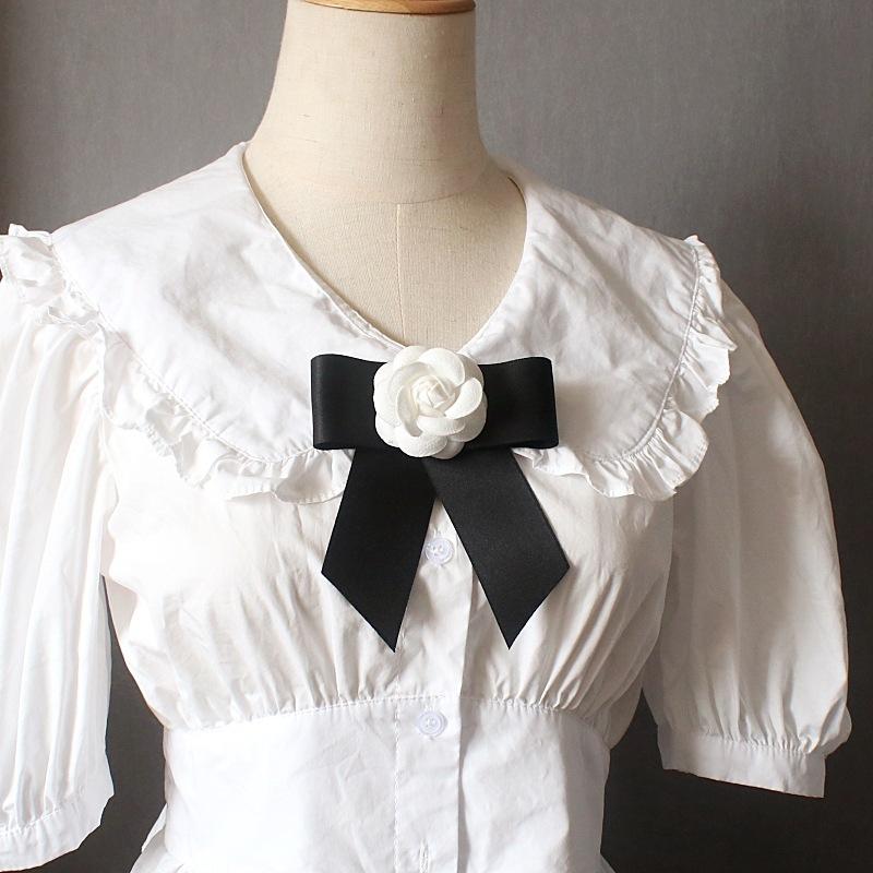 Broche Laço Preto Para Fatos Femininos E De Menina Broche Flor Para Colarinho De Camisa Branca Alfinetes Laço De Fita Feitos À Mão