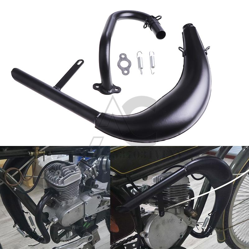 Black Pipe Exhaust Muffler Fit For 2 Stroke 50 80cc Bike Gas Engine Curved Exhaust Pipe Motor Bicycle Parts