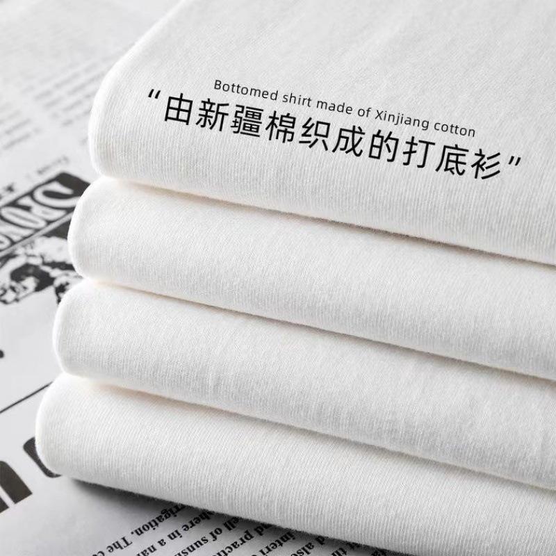 Pure Cotton Long Sleeve White Crew Neck Shirt, Non-See-Through, Loose Fit for Men and Women
