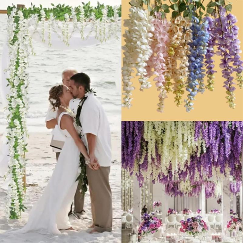 1/2Pcs 108CM Artificial Flowers 5 Fork Fake Flowers Vine Wisteria Garland for Home Room Decor Garden Wall Wedding Decoration