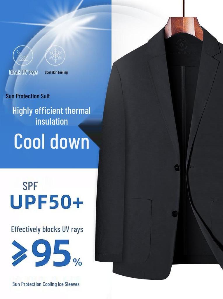 Summer No-Iron Ice Silk Sun Protection Ultra-Thin High Elastic Business Men's Jacket