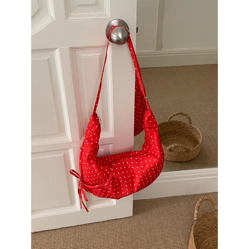 IELGY Polka Dot One-Shoulder Messenger Dumpling Bag High Capacity Commuter Ladies Tote Bag