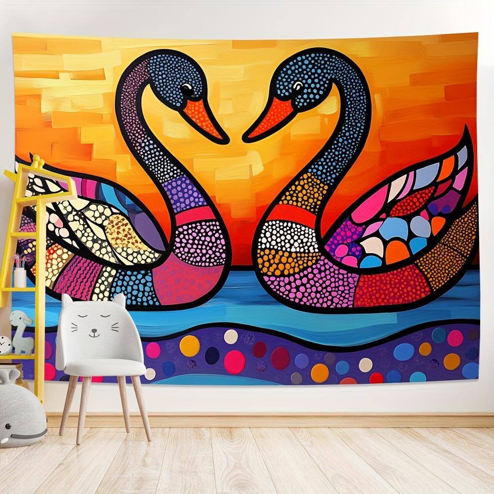

swans on the lake Digital printing polyester wall hanging tapestry decorative Living room bedrooms Office background gift 74x94cm(29x37in)