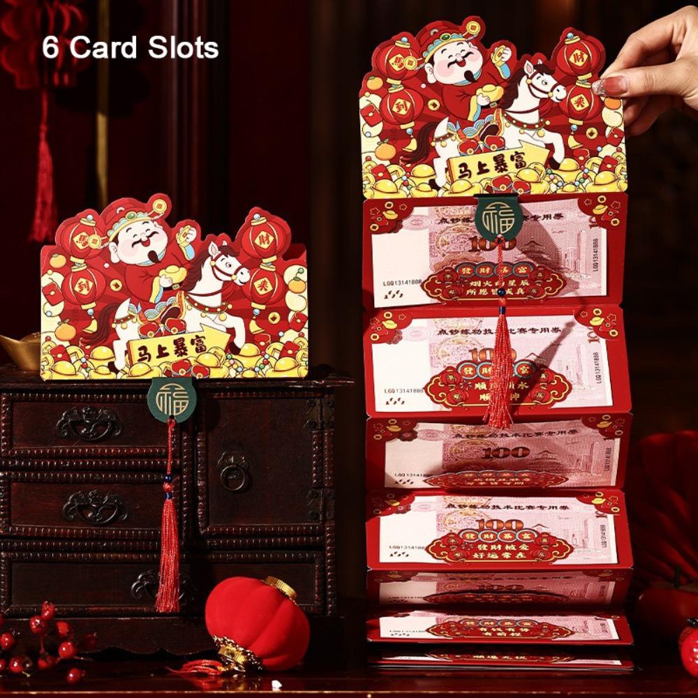 Paper Horse Year Red Envelope 3D Design Red Color Cartoon Red Envelope Chinese Style Folding Style Chinese New Year Envelope