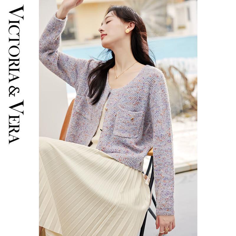 

VICTORIA&VERA Women s Purple Knit Cardigan with Colorful Buttons XL