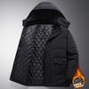 Men's Winter Hooded Cotton Coat - Versatile Medium to Long Style for Middle-Aged and Elderly