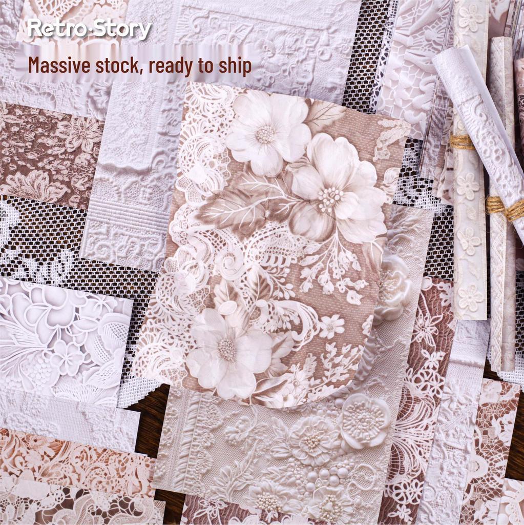 RetroStory Lace Series: Romantic Dreamy Retro Ita Bag Journal Background Paper Pack