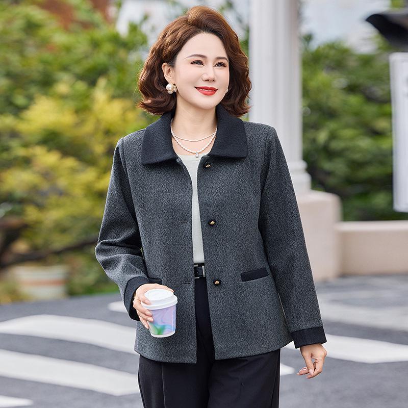 2026 Stylish Woolen Outerwear for Middle-aged & Elderly Women - Wide-cut Coat for Autumn & Winter