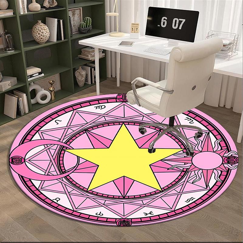 Celtic Moon Pentagram Art Round Carpet Chair Cushion Round Entryway Rug, Soft Round Rugs for Living Room, Bedroom, Circle Carpet Decor Gifts