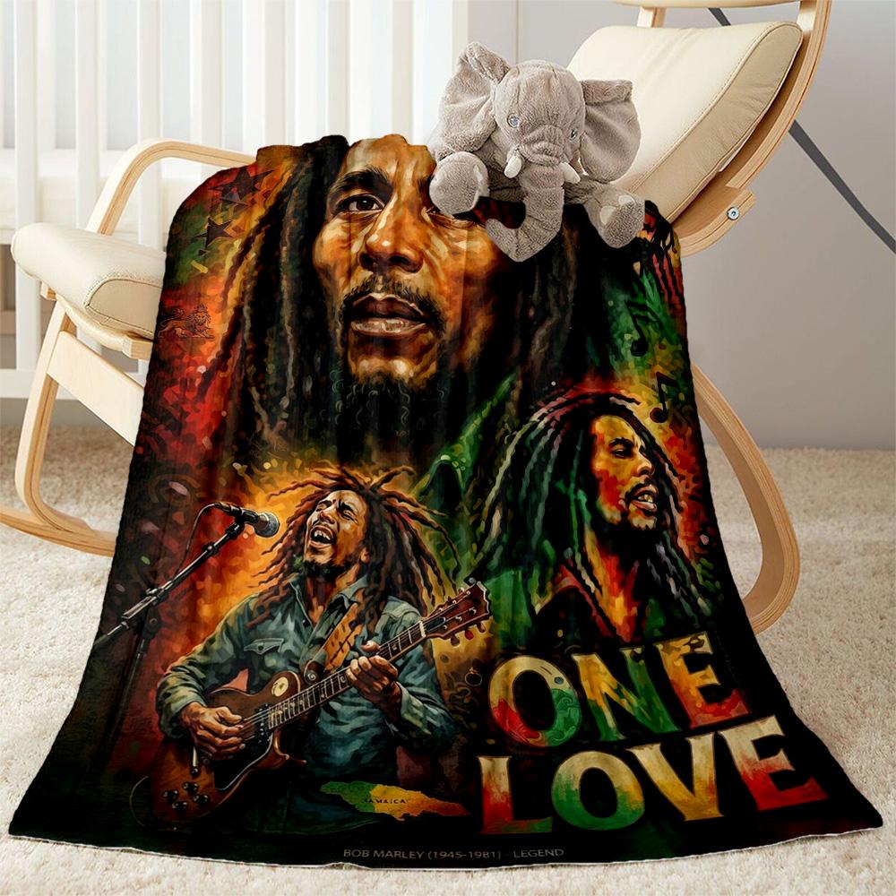 Bob Marley Rasta Blanket Durable Comfort Perfect For Chair Livingroom Sofa Four Seasons Universal Playful Design Birthday Christmas Gift Blanket