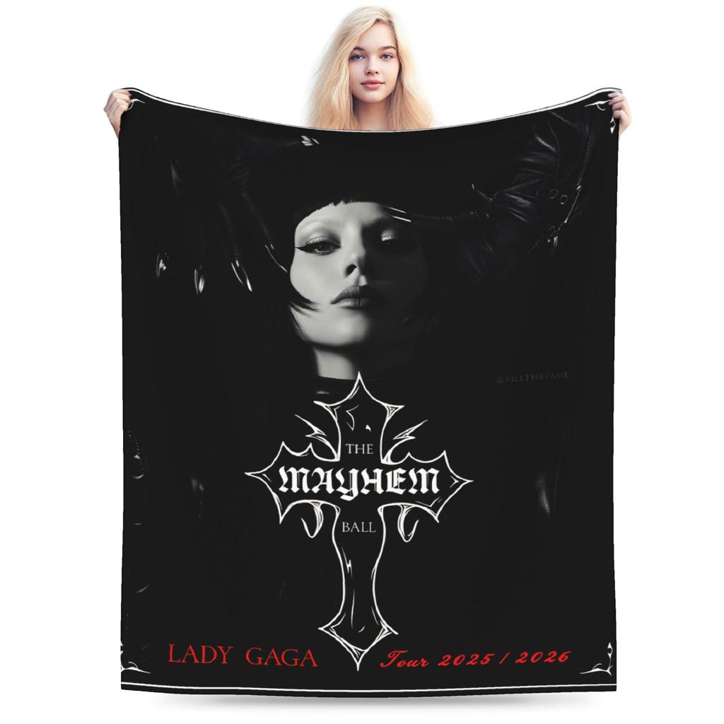Lady Gaga The Mayhem Ball 2025 UK Tour Blankets  Warm Soft Street Trend Plush Throw Blanket For Girls Boys Bedspread Bed Cover