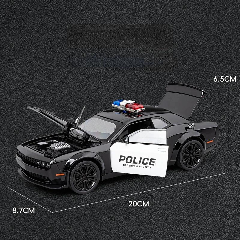 1:22 Challenger Srt Police Car Alloy Cars Toy Diecasts Vehicles Metal Model Car Decoration Kids Gift Boy C385