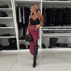 Sexy Split Mid-Length PU Leather Skirt Women's Solid Color Slim Package Hip High Waist Skirts Fashionable Party Ladies Clothes