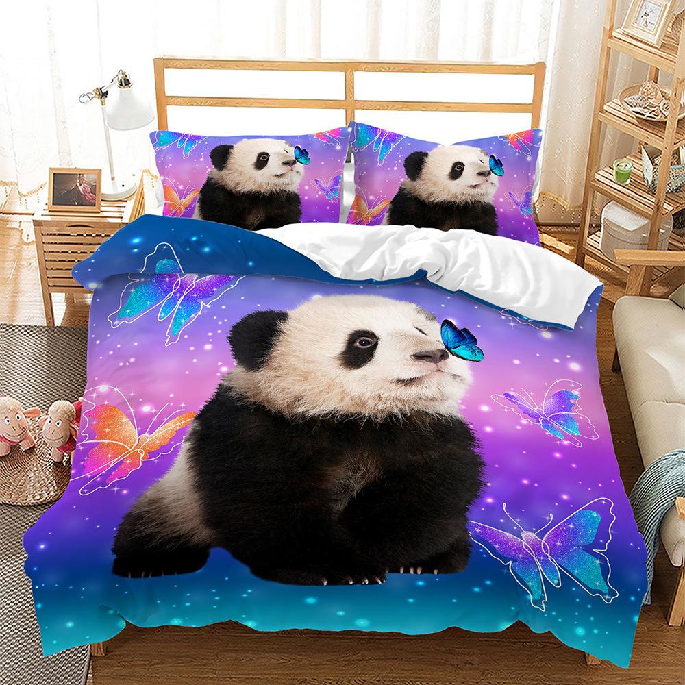 Panda Animal Bamboo Bed Three-Piece Quilt Cover 3D Digital Printing Kit Four-Piece Set