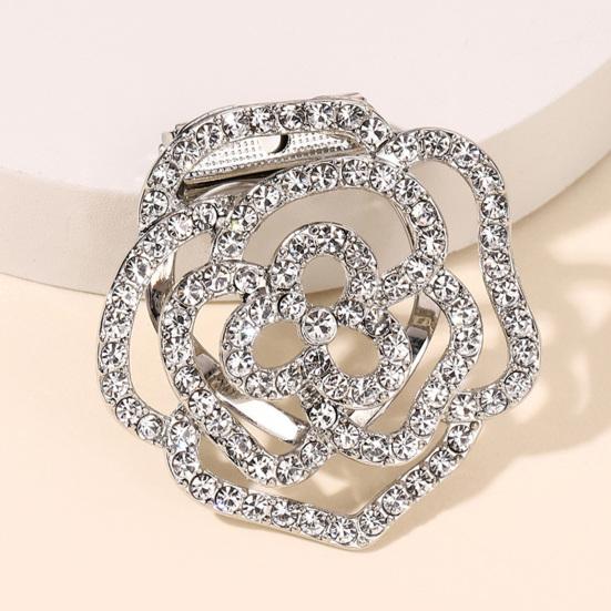 Brooch Pin Flower Twist Shape Sparkling Rhinestones Imitation Pearls Decor Scarf Buckle Sweaters Collars Hats Bags Coats Scarves Accessory