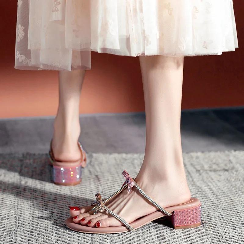 Модные роскошные блестящие босоножки со стразами для женщин — фото 3