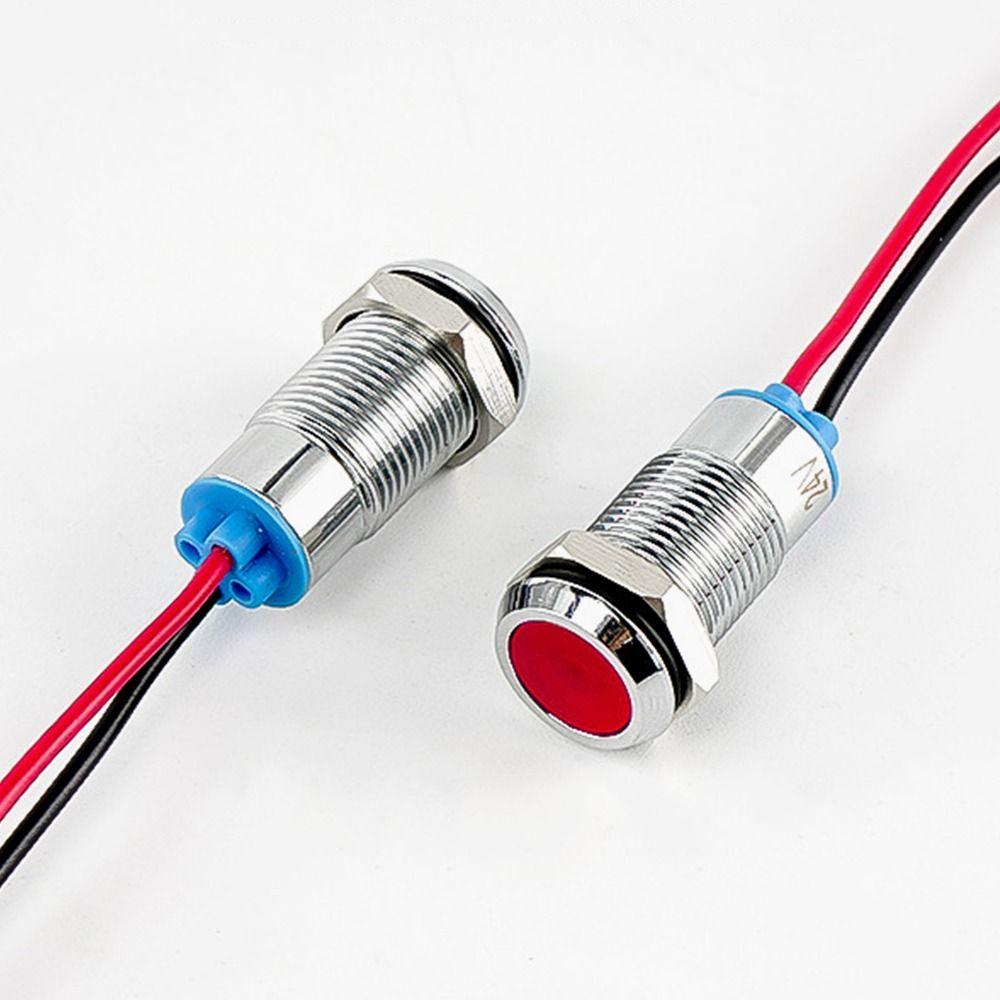 Useful Red White 6V 12V 220V Panel Mount LED Indicator Pilot Light Pilot Wires Switch Signal Lamp