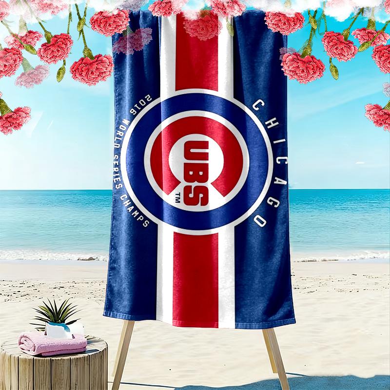 Toalha de Praia Estampa Chicago Cubs, Toalha Grande Macia de Secagem Rápida para Praia Camping Natação