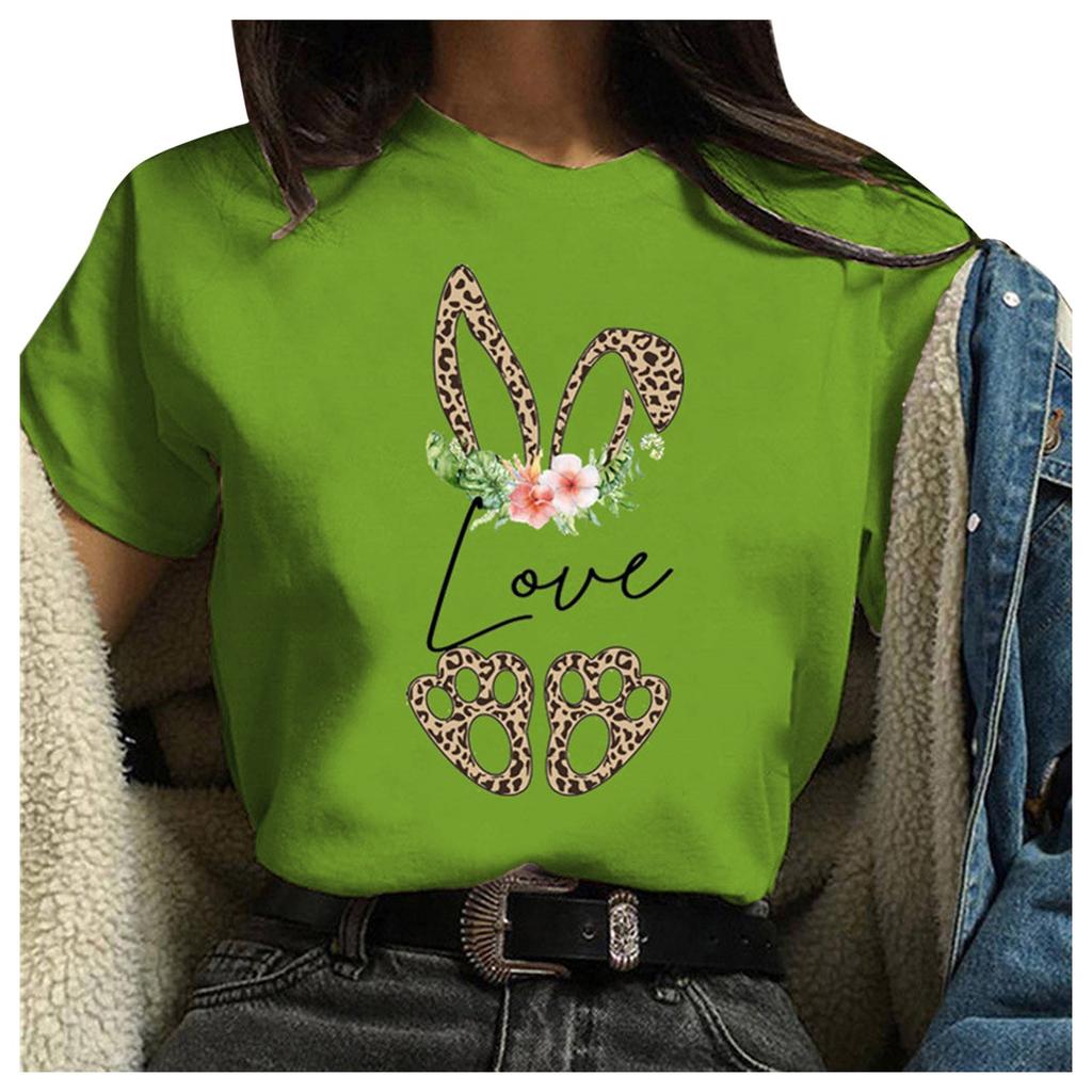 Outeck Easter Day T-Shirt Women Letter Print O Neck Short Sleeves Casual Tees 31E Outeck Easter Day T-Shirt Women Letter Print O Neck Short Sleeves Casual Tees 31E