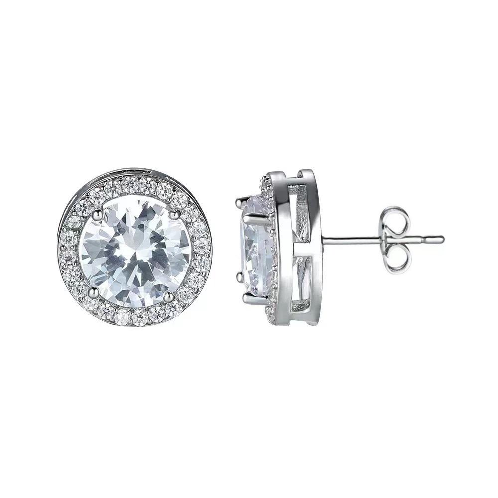 1 Carat Moissanite Halo Stud Earrings for Women Engagement Wedding Daily Work Party Travel Luxurious Gift 925 Sterling Silver