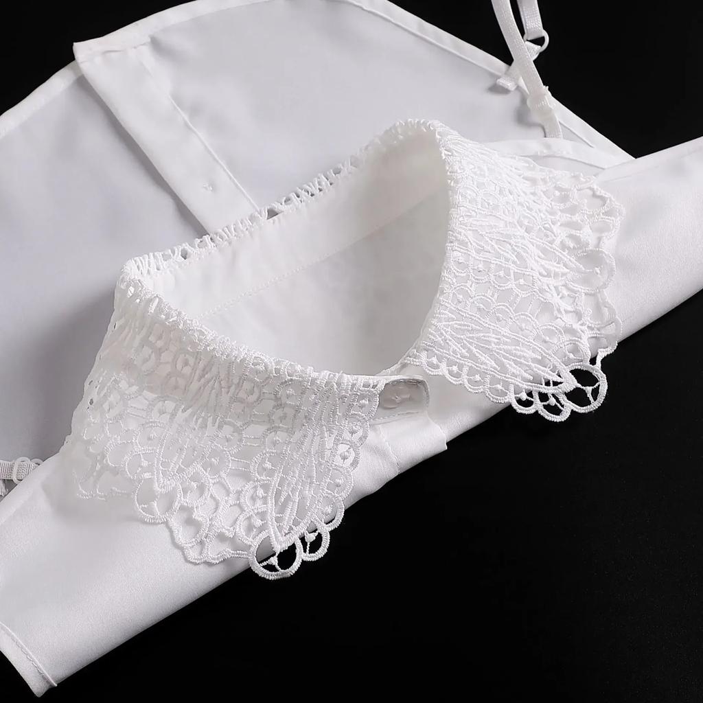 Korean Stand Lapel False Collar Women Embroidery Faux Col Half Shirt Blouse Fake Collars Sweater Shirt Detachable Collars