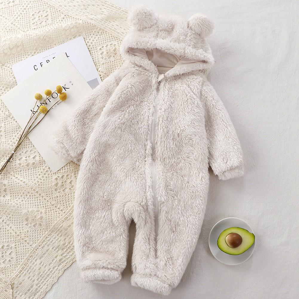 Зимний флисовый ромпер для новорожденных - Теплый детский комбинезон 80 cm