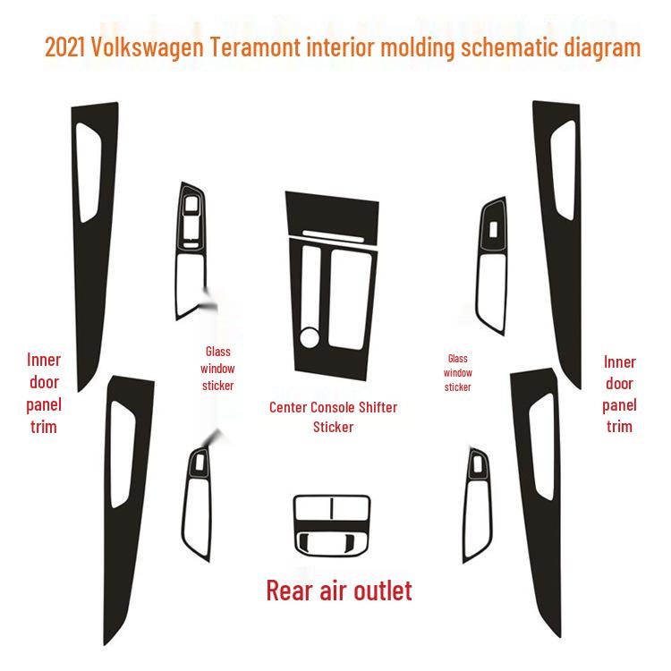 21 Volkswagen Teramont Interior Carbon Fiber Gear Shift Trim Anti-Scratch Sticker