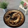 1pc Dragon Pattern Round Area Rug - Crystal Velvet Fabric for Bedroom, Living Room, Bathroom, Office and Home Decoration