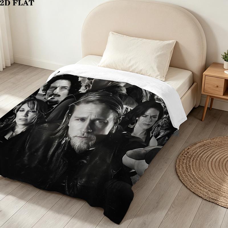 1PC Charles Matthewsons Anarchy Patterned Flannel Blanket Suitable For All Seasons For Home Decor Warmth And Comfort Gifts Holiday Present