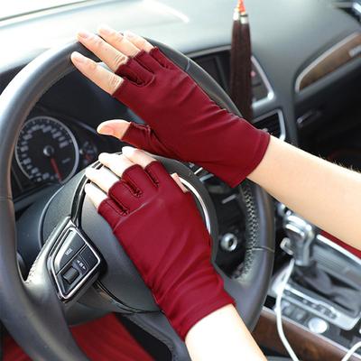 Breathable Stretch Sunscreen Sweat Absorption Half Finger Gloves Driving Gloves Mittens Anti-UV