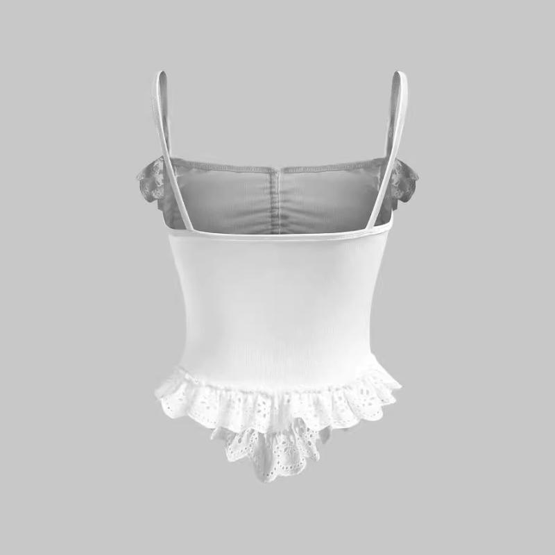 European and American Y2K lace hem sexy camisole vest