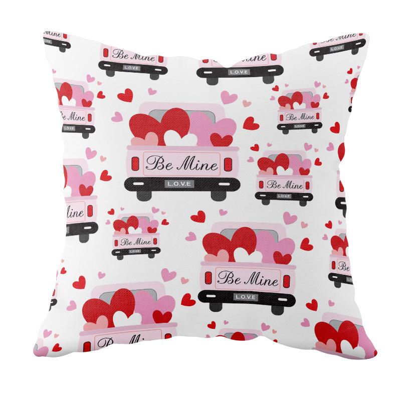 Valentine's Day Cushion Short Plush Love Printed Cushion Cover Car Bedside Cushion Gift