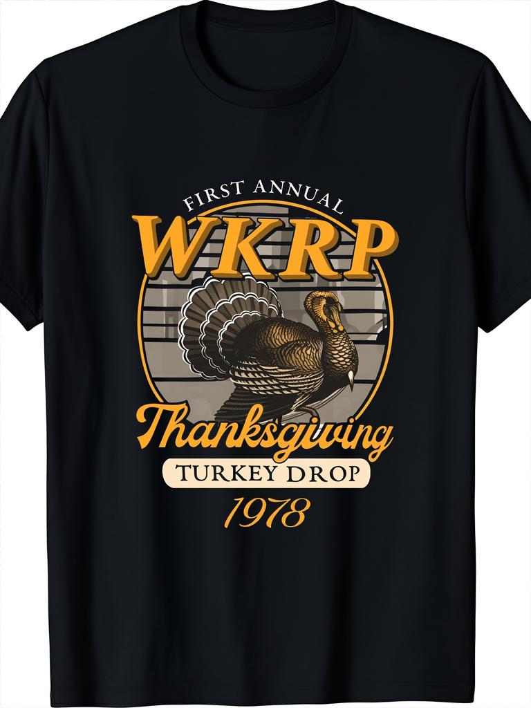 Unisexs Retro Cincinnati WKRP Tshirt 1978 Turkey Throwing Retro TV Program Design Classic Comedy Fans Nostalgic Clothing Gift