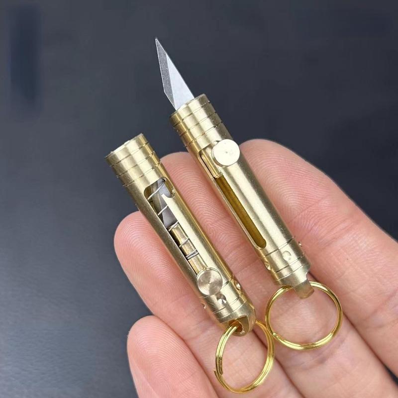 Brass Knife Keychain Pendant Outdoor Carry-on Disassembly Express Utility Knife Office Stationery Cutting Supplies