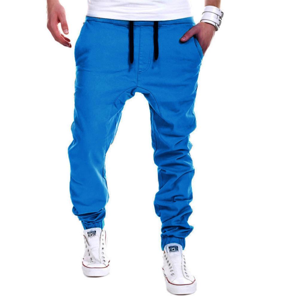 Pantalon de survêtement pour hommes, couleur unie, avec cordon de serrage, taille élastique, sport décontracté, entraînement, Fitness, ample, survêtement