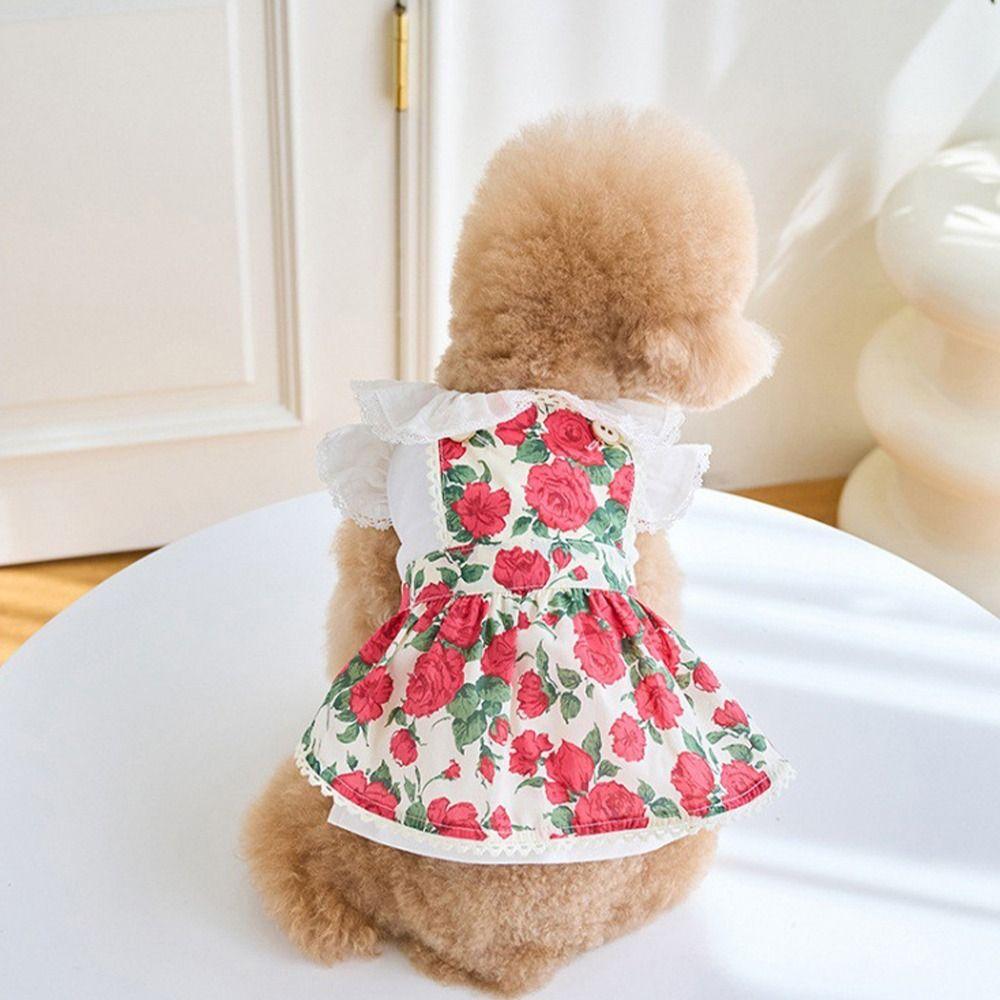 Breathable Rose Flower Dog Dress Soft Dog Vest Pet Supplies Pet Summer Clothes  Kittens